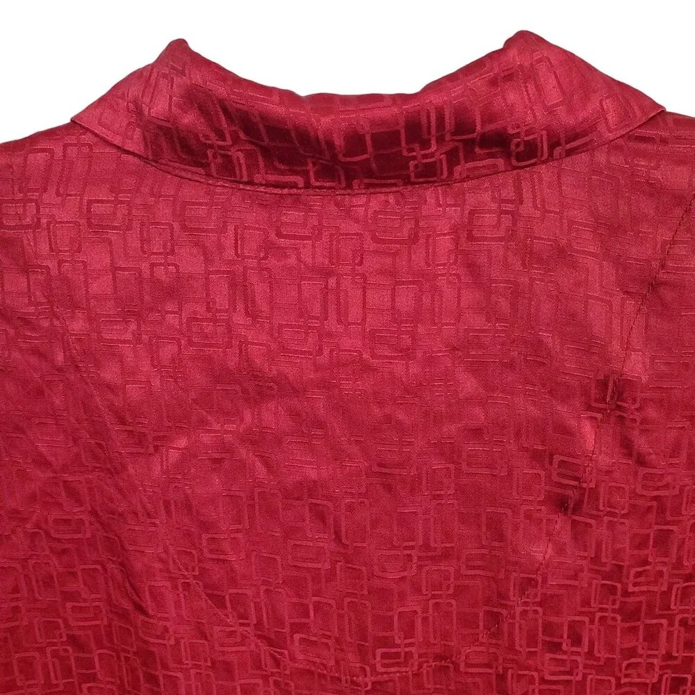 Alfani Mens Size M Shirt Pajama Top 100% Silk Button Down Geometric Textured - Picture 10 of 10